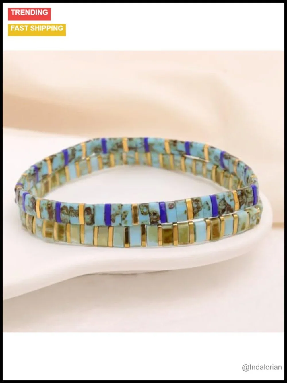 Tila Beaded Stretch Bracelets Set for Women, 4Pcs Handmade Glass Beads